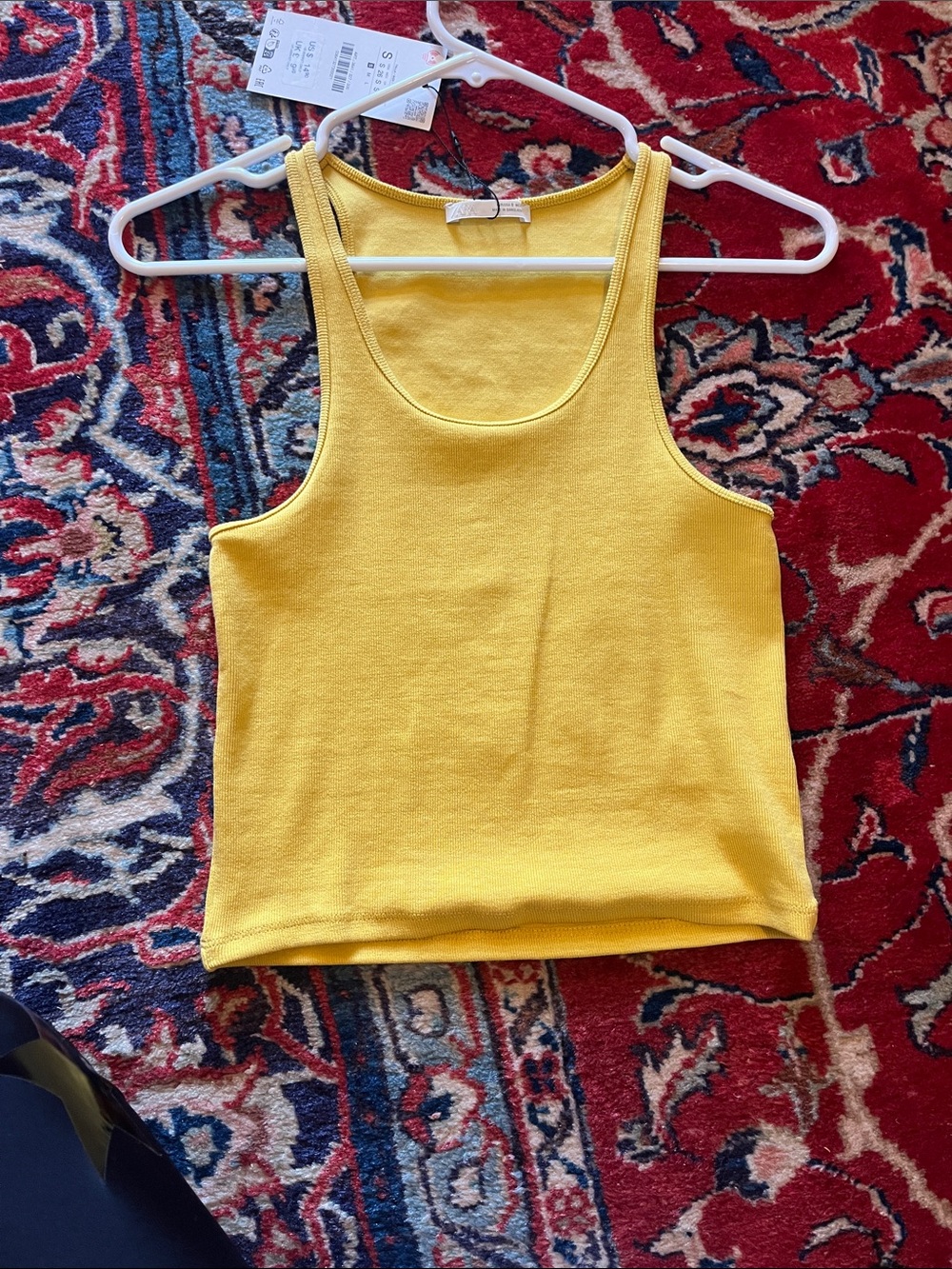 Zara Yellow Ribbed Scoop Tank